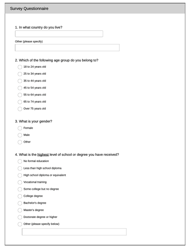 Appendix A
Online Survey Questionnaire
