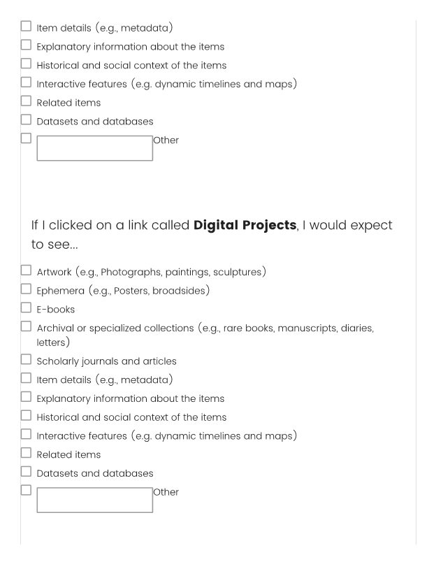 If I clicked on a link called Digital Projects, I would expect to see...