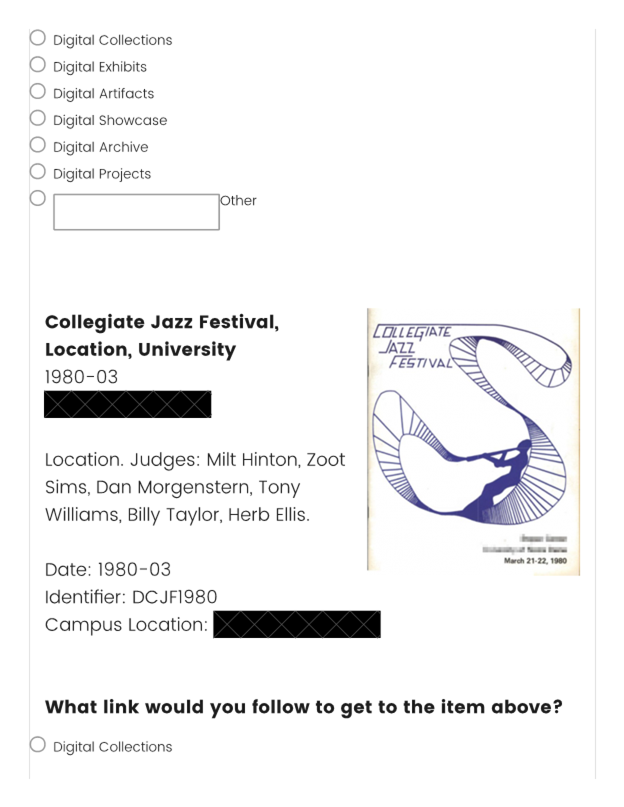 Poster of a collegiate jazz festival.
What link would you follow to get to the item above?