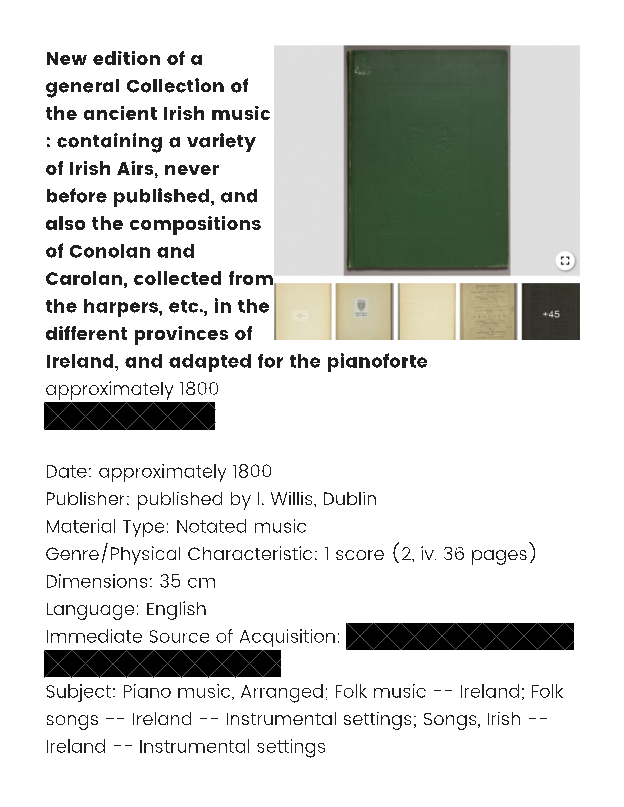 New edition of a general collection of ancient Irish music