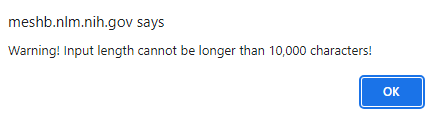 Fig. 9 Warning message for text exceeding 10,000 characters